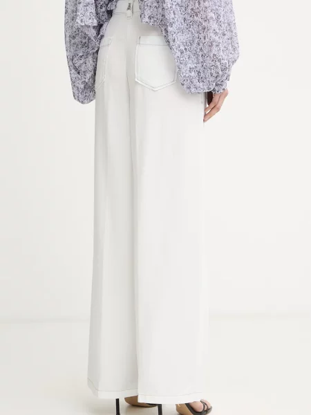 Patrizia Pepe Spodnie Kobieta XS Denim Wide Trousers biały