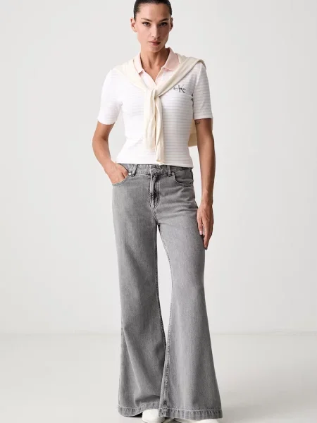 Tricou polo Calvin Klein Jeans bej