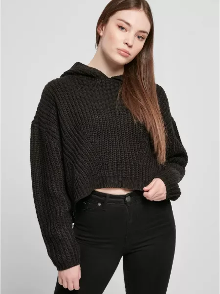 Pulover Urban Classics cu glugă negru