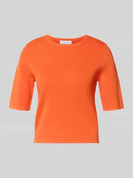 Sweter z dzianiny z mieszanka z rękaw o dł. Rich & Royal pomarańczowy