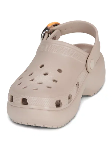 Pantofi Crocs cu platformă cu cataramă clasici bej