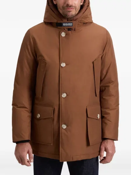 Geacă parka Woolrich cu glugă maro