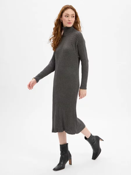 Y.A.S sukienka z dzianiny YASMavi Kobiety Sztuczne włókno wypukły wzór tkaniny S szary