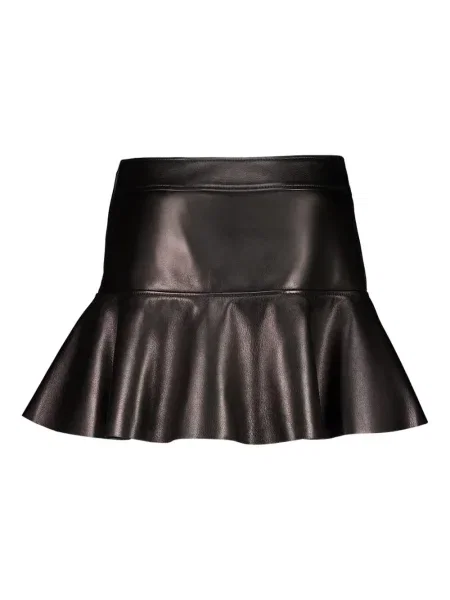 Mała mały spódnica skórzana Tom Ford z falbankami czarna