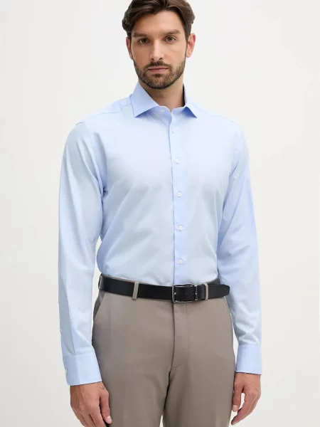 Риза Hackett London с кройка по тялото с италианска яка синьо