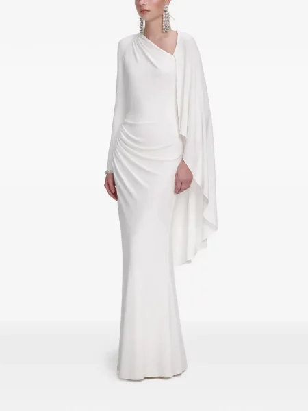 Rochie maxi Self-portrait drapată de costum alb