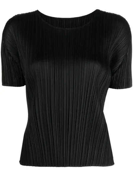 Tricou Pleats Please Issey Miyake plisat scurt negru