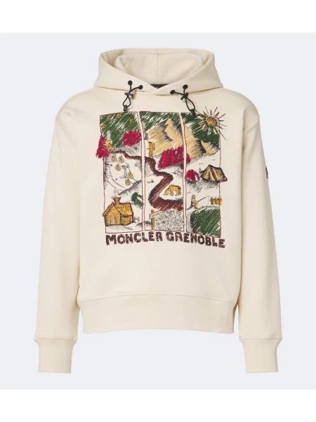 Hanorac cu glugă Moncler Grenoble cu imagine din jerseu