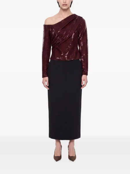 Top Roland Mouret cu paiete drapat roșu
