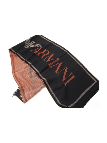 Szal Emporio Armani wełniana z logo czarna
