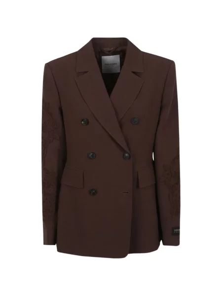 Sacou Ermanno Scervino cu model floral cu două rânduri de nasturi maro