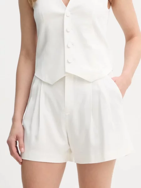 A.L.C. pantaloni scurti din lana neted high waist alb