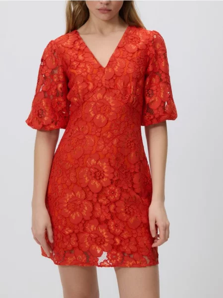 Reserved Rochie de dantelă mini roșu-aprins roșu