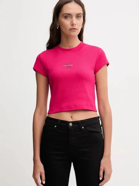 Тениска Calvin Klein Jeans розово