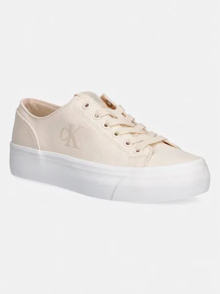 Calvin Klein Jeans VULC FLATFORM LOW CV MG πάνινα sneakers Γυναικεία μπεζ