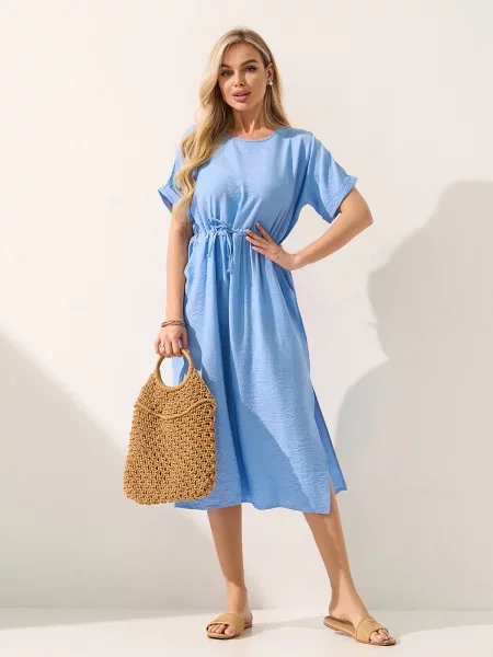 Лляна Сукня міді ISSA Plus блакитний