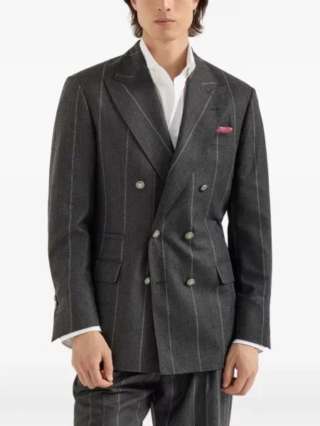 Sacou Brunello Cucinelli de lână cu dungi gri