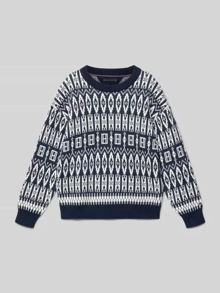 Sweter z dzianiny o kroju regular fit z mieszanki bawełny model ‘FAIRISLE’ Tommy Hilfiger Teens