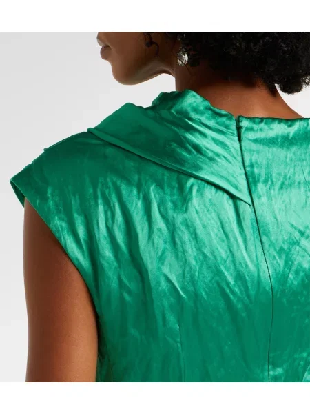 Rochie Erdem din satin drapată verde