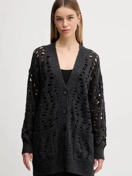 Pulover z dodatkom volne Sisley siva