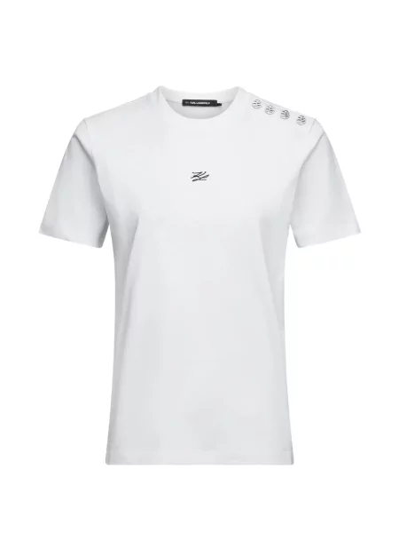 Tricou Karl Lagerfeld cu broderie alb