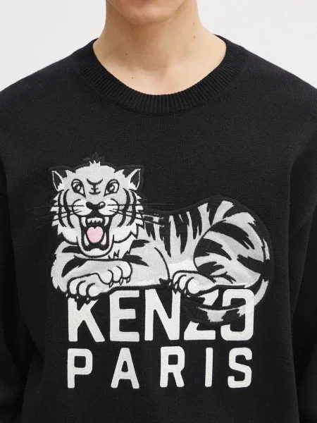 Шерстяной тигровый свитер Kenzo черный