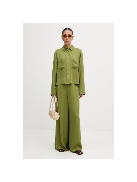Marc O'Polo spodnie wide leg z zielone