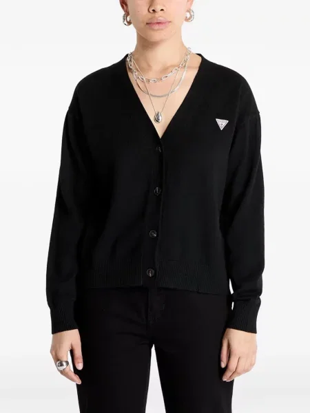Cardigan Guess cu decolteu în V cu autograf negru