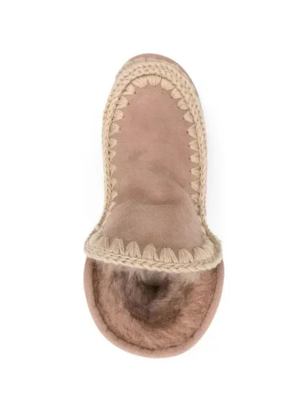 MOU De piele bocanci Mini Eskimo Platform cu adaos de lână maro