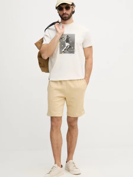 Lacoste Trenirne kratke hlače z bombažem bež