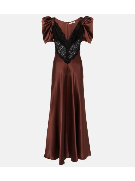 Rochie Rodarte de mătase maro