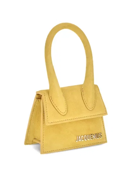 Geantă Jacquemus din piele de căprioară galben