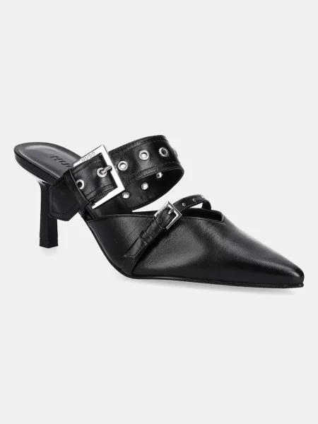 Papuci Hugo din piele negru