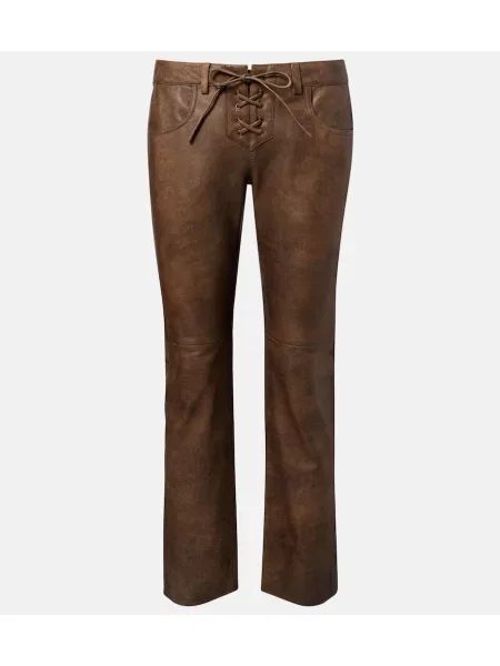 Pantaloni Isabel Marant din piele maro