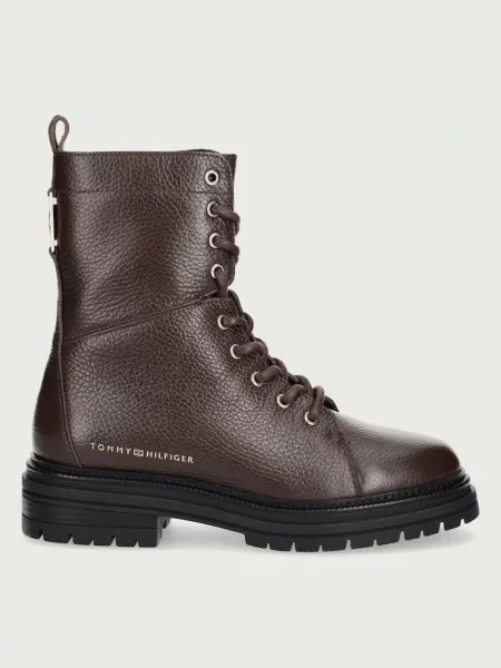 Tommy Hilfiger delovni čevlji usnjeni TH EMBOSS GRAIN LEATHER BOOT rjava