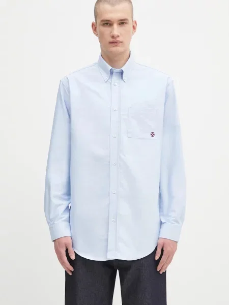 Drôle de Monsieur cămașă din La Chemise Oxford cu guler clasic relaxed albastru