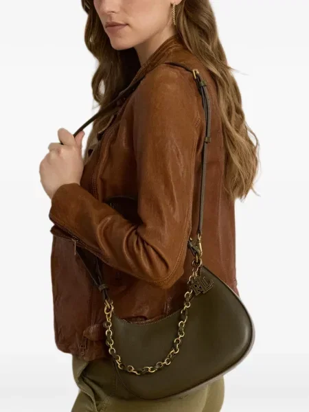 Кожена чанта Lauren Ralph Lauren зелено