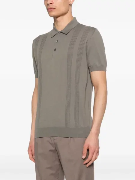 Polo Corneliani cu dungi tricotate gri
