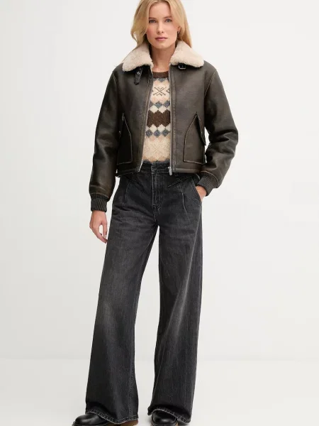 Pepe Jeans sweter z dodatkiem wełny ciepły brązowy