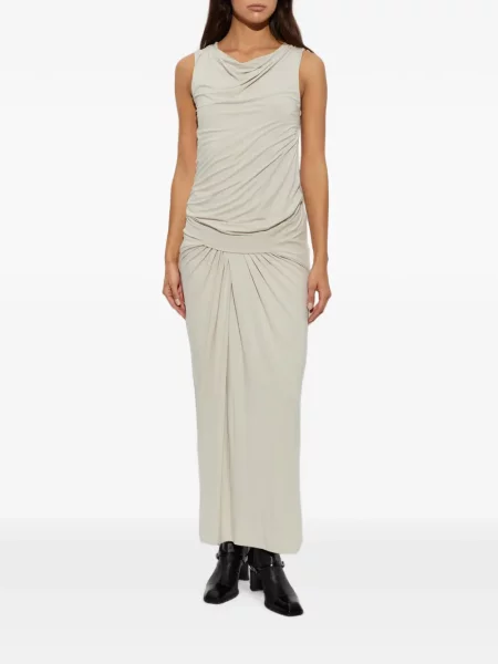 Rochie maxi Entire Studios fără mâneci drapată gri