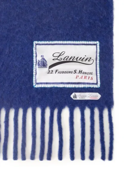 Fular Lanvin cu franjuri albastru