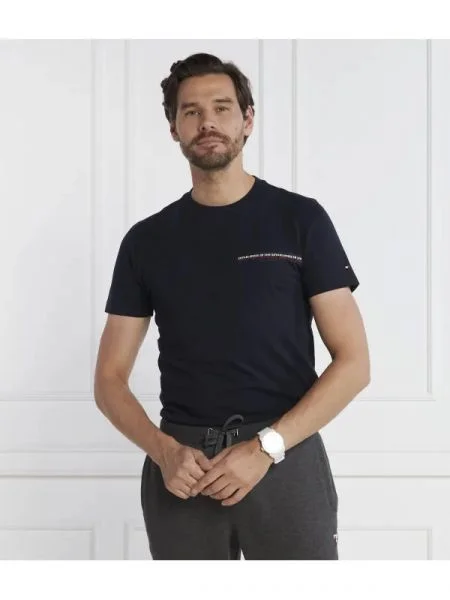 Tommy Hilfiger Póló SMALL CHEST STRIPE MONOTYPE TEE kék