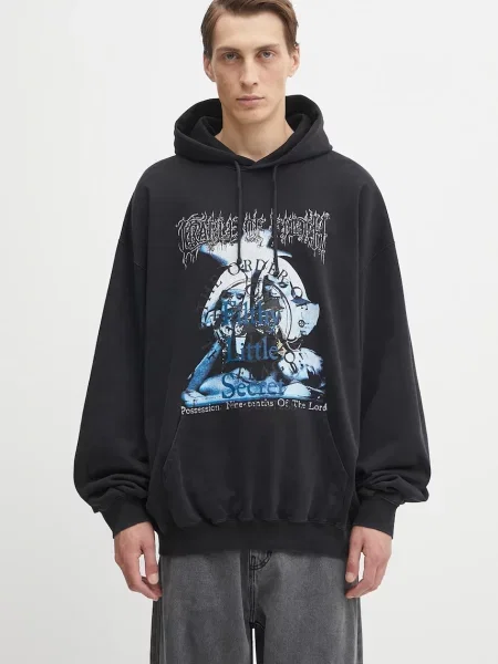 VETEMENTS hanorac de Cof Filthy Secret Oversized cu glugă cu imprimeu negru