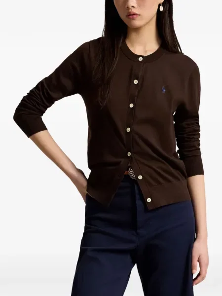 Fleece polo Polo Ralph Lauren με κέντημα με λαιμόκοψη v κόκκινο