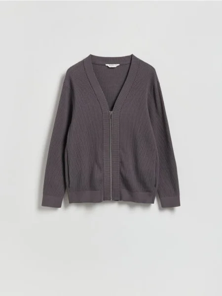 Reserved Rozpinany kardigan szary