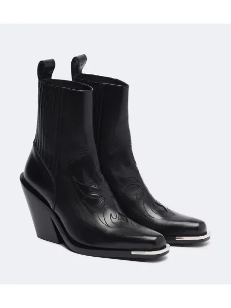 Botine Rabanne din piele negru