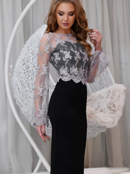 Платье миди Carica серебряное