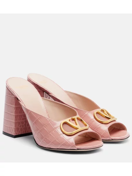 Usnjene mules Valentino Garavani roza