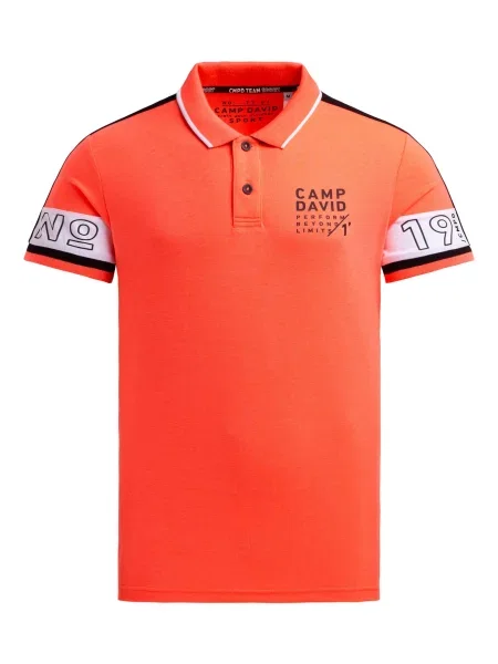 CAMP DAVID Majica siva / neonsko oranžna / črna bela