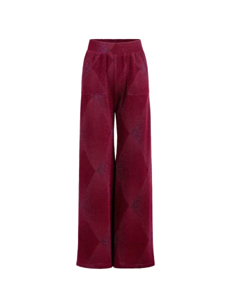 Pantaloni Silvia Tcherassi tricotate cu model argyle roșu
